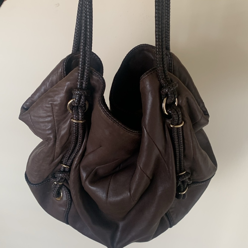 Large Elie Tahari Lambskin Leather Bag.